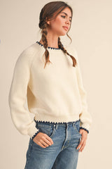 Ivory blanket stitch Sweater