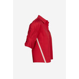 Boxy Half Sleeve Blouse With Stripe Accents