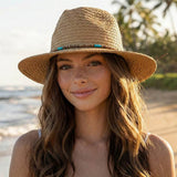 Boho Stone Band Straw Hat: BG
