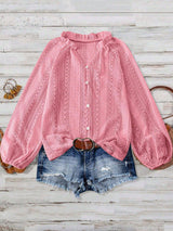 Lace V-Neck Button Down Blouse