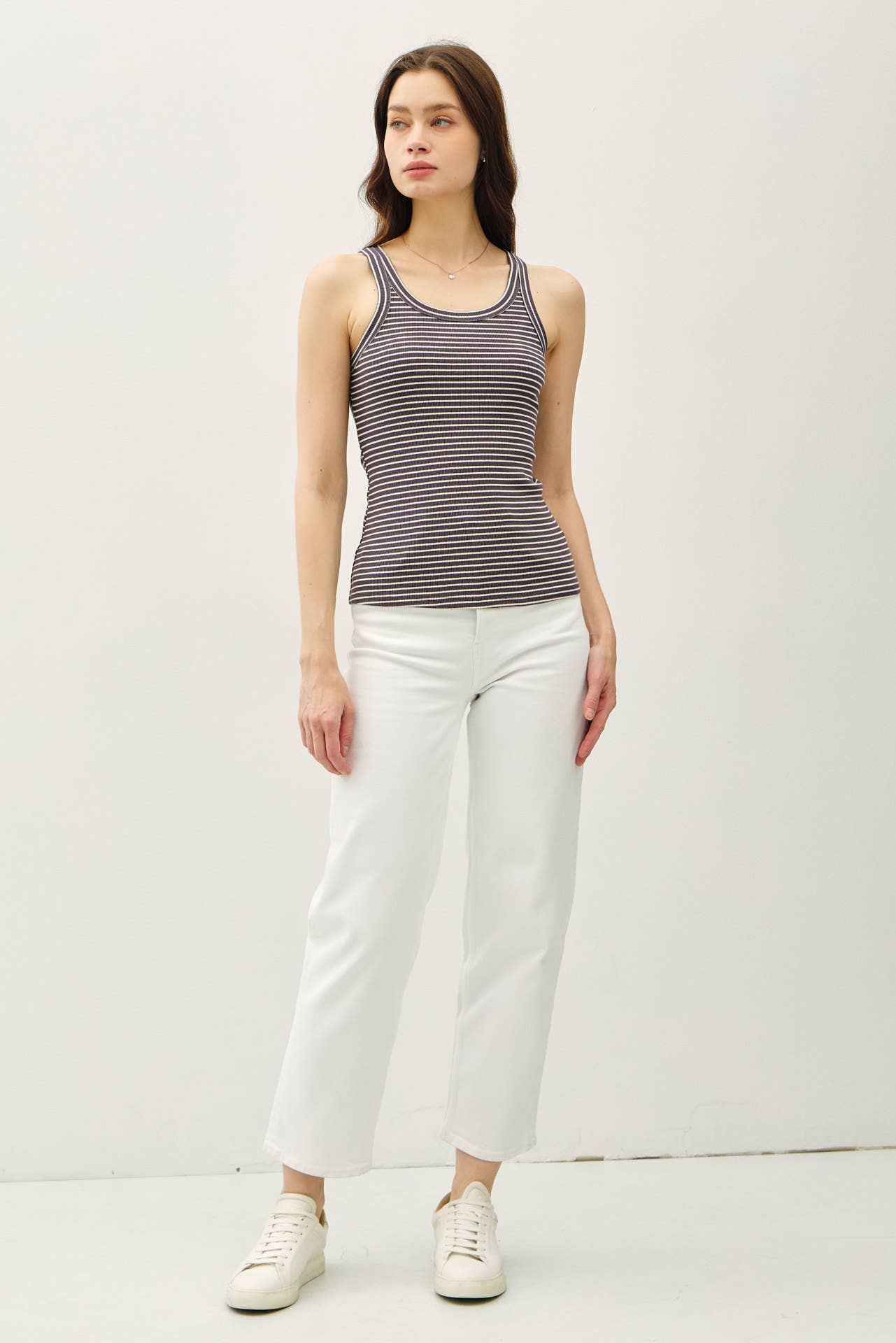 Olive cotton blend Stripeg