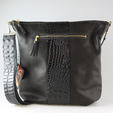 The Stripe Lakeshore - 2 sizes!: Jet w/3stripes: Silver / 9"x9.5" / Matching Leather Strap