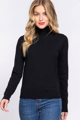 Long Sleeve Turtle Neck Basic Viscose Sweater: