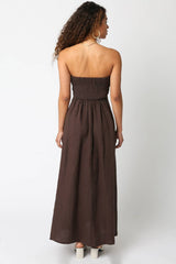 Brown Linen Maxi Dress