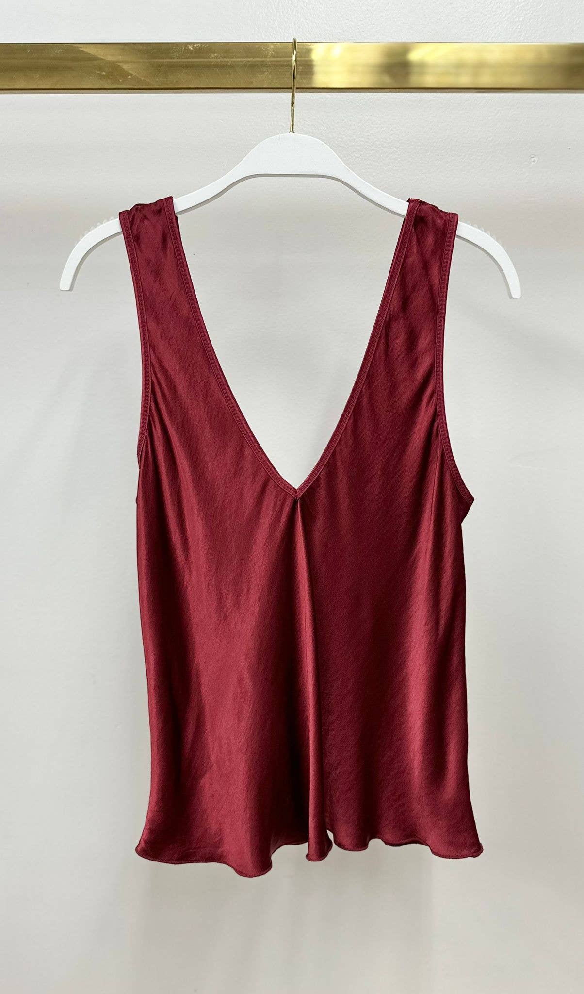 Silky V Neck Tank Navy