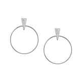 Cz triangle post hoop: Sterling silver