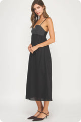 Top Stitch Bustier Linen Midi