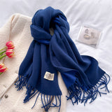 Double Sided Faux Cashmere Scarf-Solid Color Shawl_CWASC0968: Beige / (OS) 2