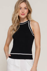 Contrast Stripe Halter Neck