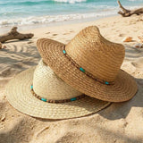 Boho Stone Band Straw Hat: BG