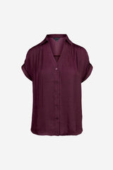 Whipstitch Short Sleeve Button Up Blouse