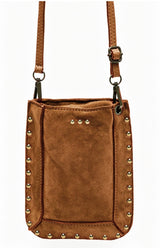 Shelby Suede Phone Bag: Camel