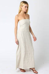 Brown Linen Maxi Dress