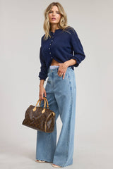 Essential Button Down Cardigan Top: Light Grey / L