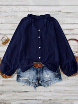 Lace V-Neck Button Down Blouse