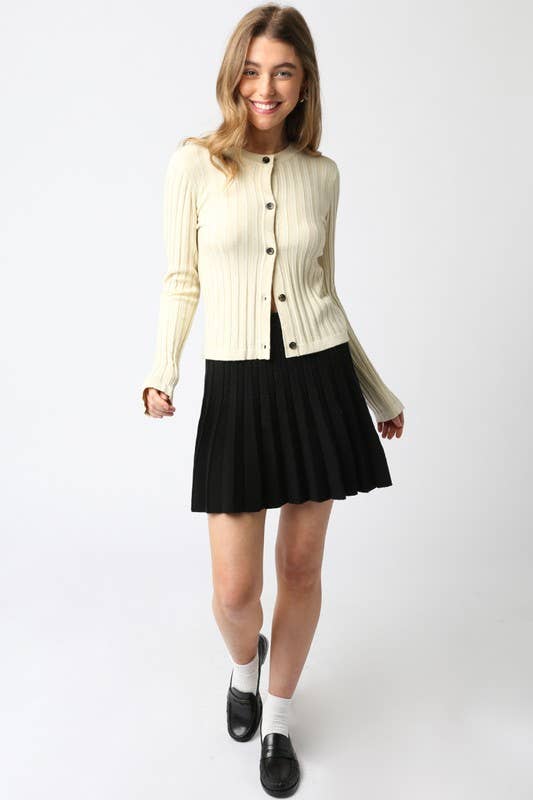 Haley Knit Button Top: Ecru