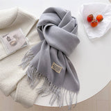Double Sided Faux Cashmere Scarf-Solid Color Shawl_CWASC0968: Beige / (OS) 2
