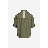 Boxy Half Sleeve Blouse With Stripe Accents