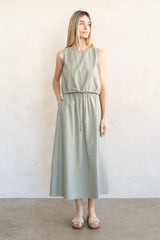 FLARED MIDI SKIRT: SAGE / Contemporary / L
