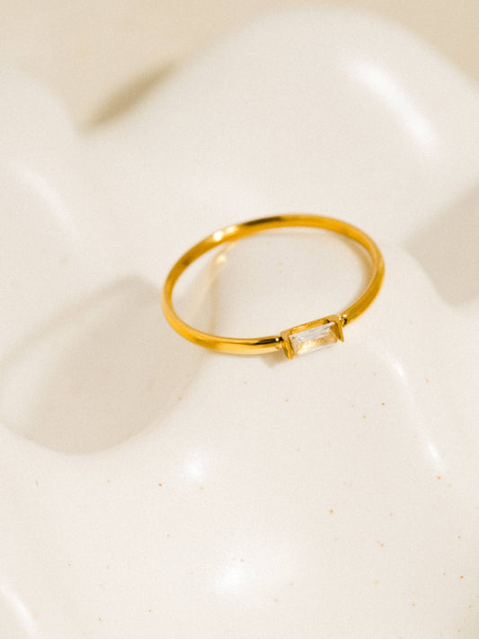 Côme 18K Gold Non-Tarnish Minimalist Thin CZ Band: Yellow Gold / 8