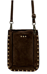 Shelby Suede Phone Bag: Camel