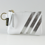 The Kara Wallet: 3 Side Stripes: Hyacinth w/ Platinum Stripes / Lobster
