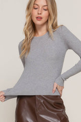 Navy Crew Neck Viscose Rib Sweater