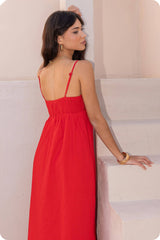 Top Stitch Bustier Linen Midi