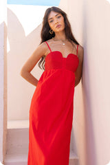 Top Stitch Bustier Linen Midi