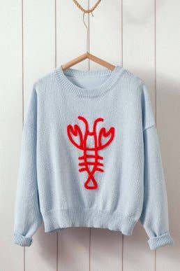 Lobster Embroidery Relaxed Knit Sweater