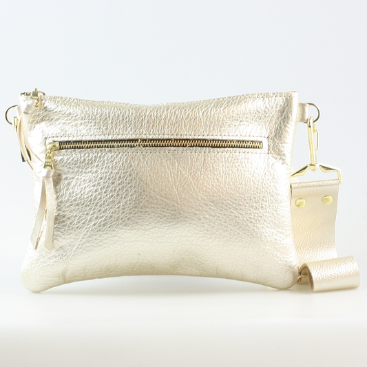 The Metallic Rita Crossbody and Hipbag: Platinum