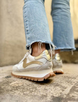 White Sneakers with metallic detail