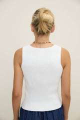 Ivory Ribbed Button Front Vest