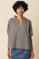 Alex Gingham Split Neck Blouse