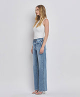 90'S SUPER HIGH RISE MEDIUM WASH WIDE JEANS T6242: LEAPING WATER / 24