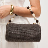 Rachel - Straw Clutch: Chocolate