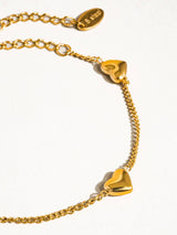 Vivre 18K Gold Non-Tarnish Petite Heart Bracelet, Necklace: Yellow Gold / Bracelet