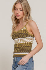 Multi Color Cami Spring Sweater: OLIVE