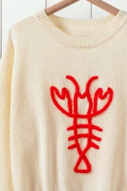 Lobster Embroidery Relaxed Knit Sweater