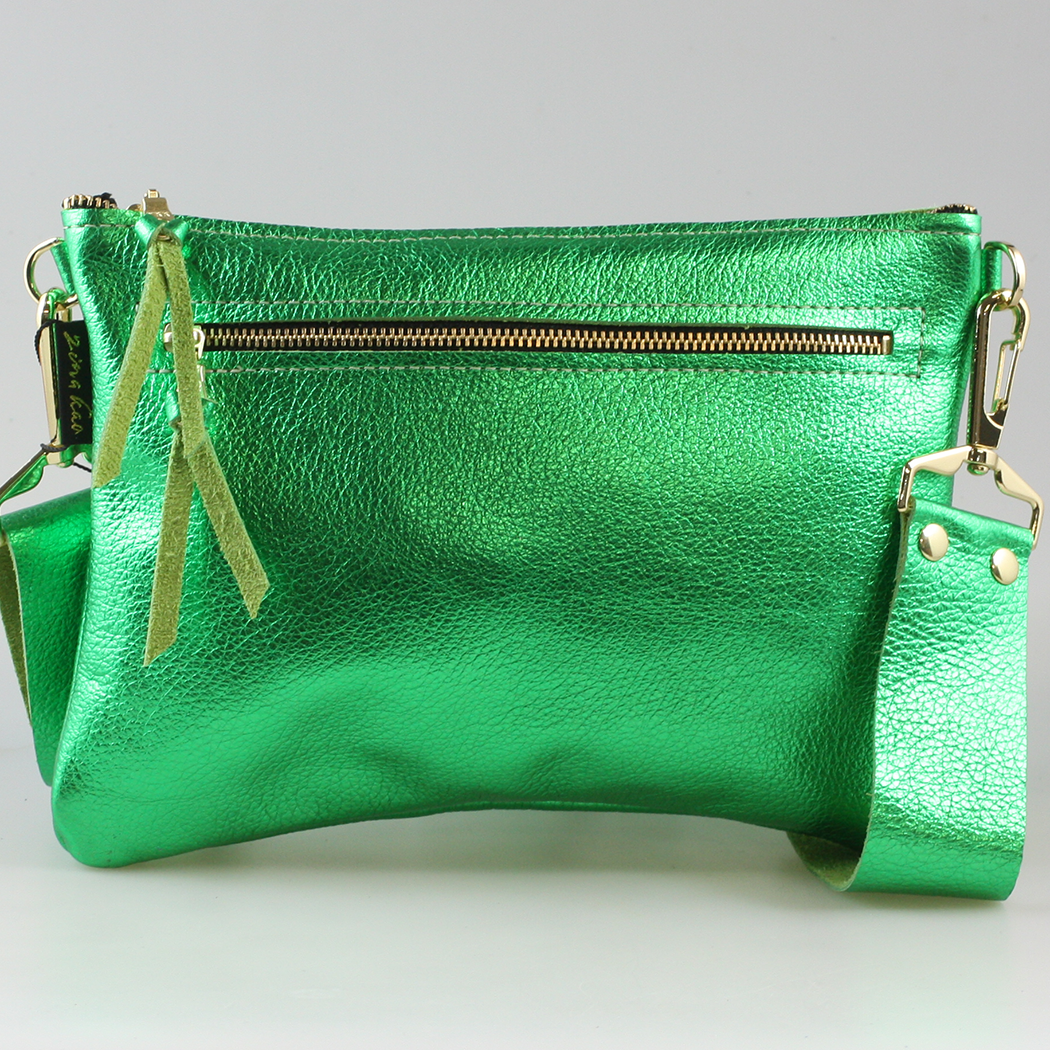 The Metallic Rita Crossbody and Hipbag: Pewter