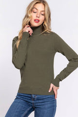 Long Sleeve Turtle Neck Basic Viscose Sweater: