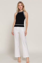 Contrast Stripe Halter Neck