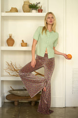 Short Sleeve Button Down Cardigan Top: Pink / L