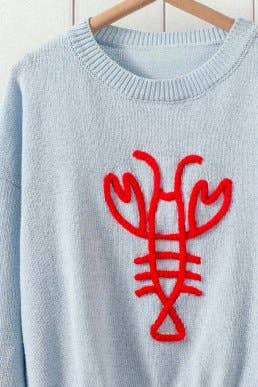 Lobster Embroidery Relaxed Knit Sweater