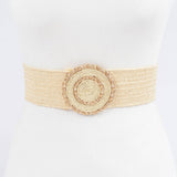Faux Straw Elastic Belt: Khaki