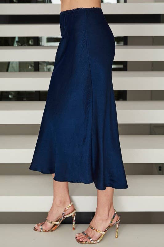 Silky Navy Slip Skirt