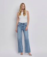 90'S SUPER HIGH RISE MEDIUM WASH WIDE JEANS T6242: LEAPING WATER / 24