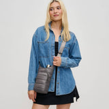 Jace Water Bottle Nylon Puffer Crossbody: Silver