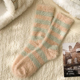 Striped Plush Socks Women Winter Thick Warm_CWMS02855: RED / (OS) 5