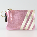 The Kara Wallet: 3 Side Stripes: Gold w/Platinum Stripes / Lobster
